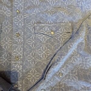 Roper Western Shirt  Mens Periwinkle  Patterned Long Sleeve Snap Button  Medium